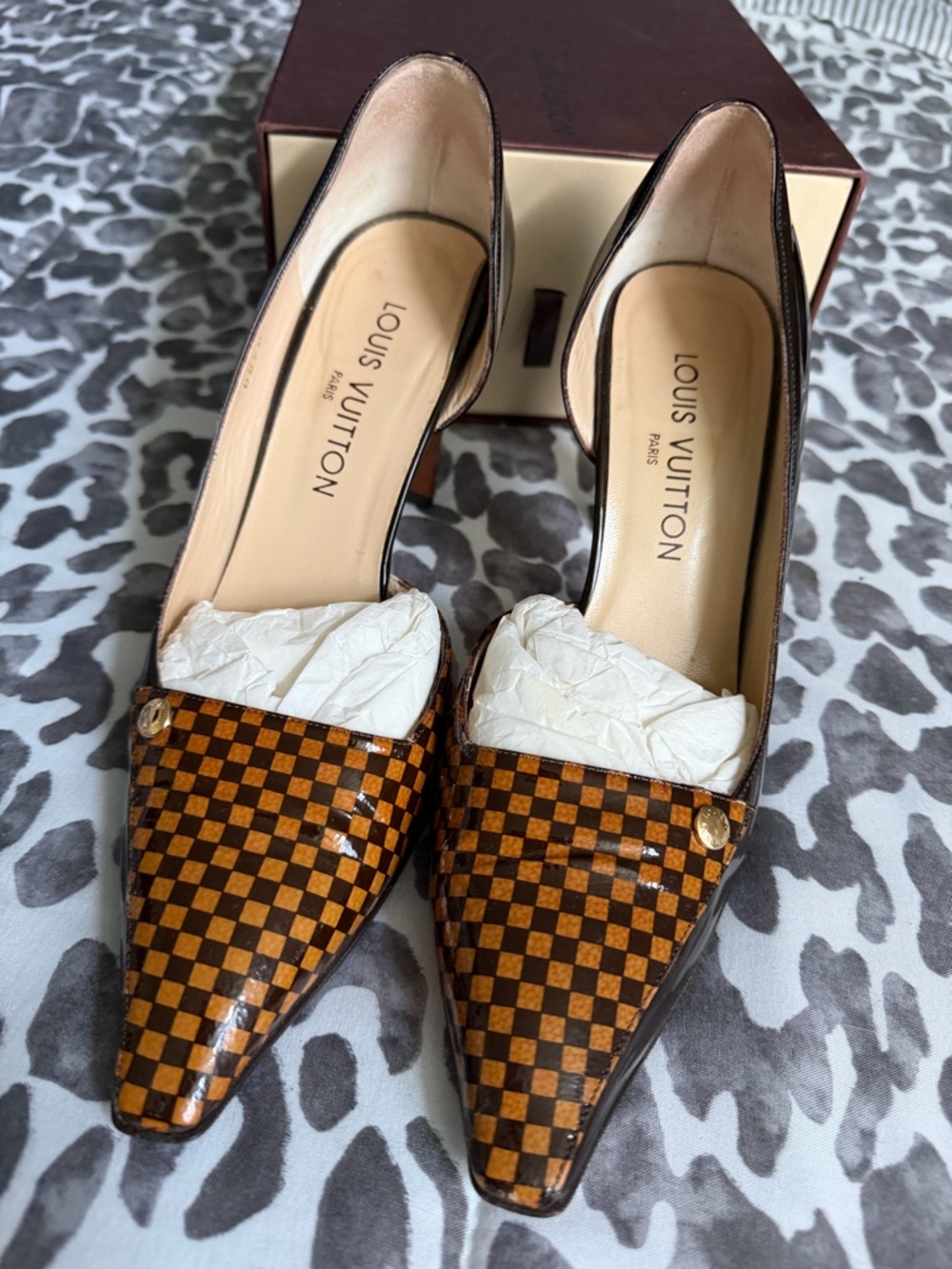 Louis Vuitton 'Damier' checkered heels size 39